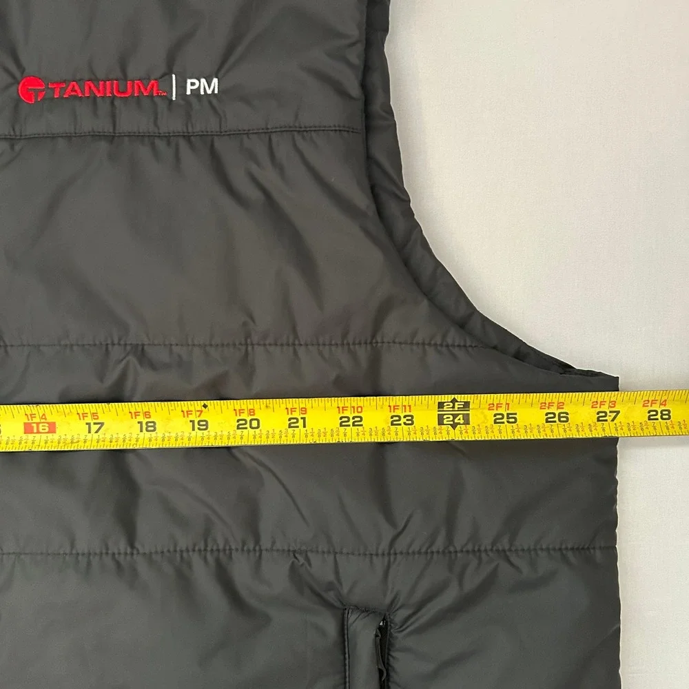 The North Face Puffer Vest Mens XXL Black Down Insulated Quilted Tanium PM Logo